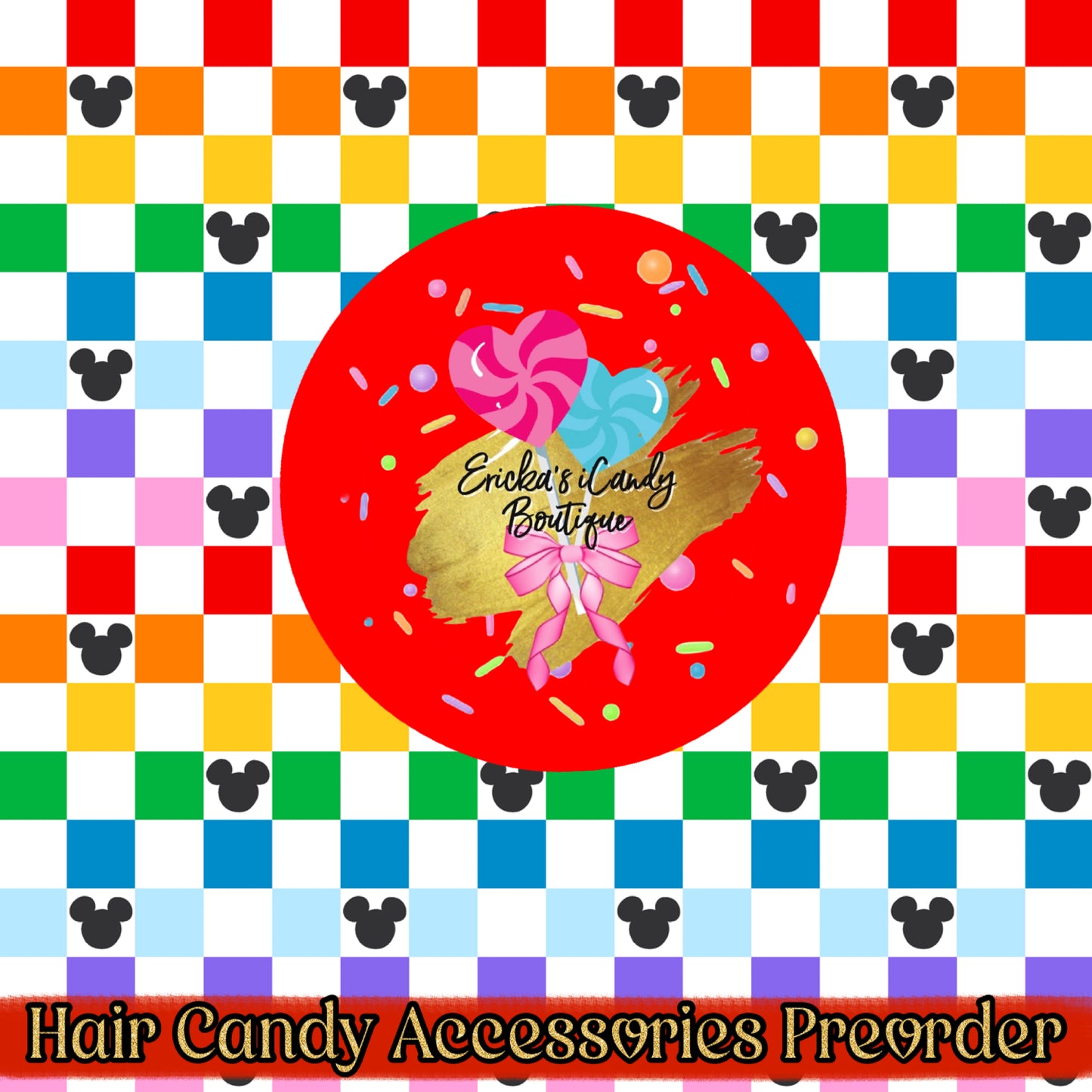 Rainbow Checkered Mouse - Hair Candy Accessories Preorder