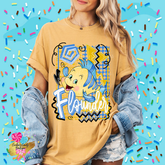 Retro Flounder - Kids & Adult Apparel