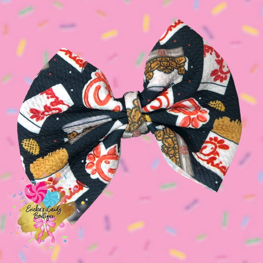 Black Chic-fil-a- 5in Bullet Fabric Bow
