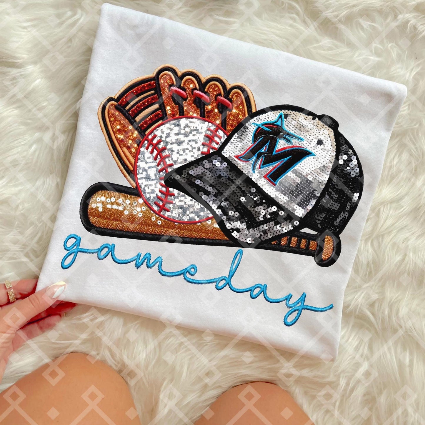Marlins Sequins Baseball Cap - Kids & Adult Apparel