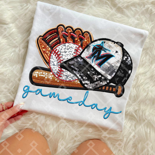 Marlins Sequins Baseball Cap - Kids & Adult Apparel