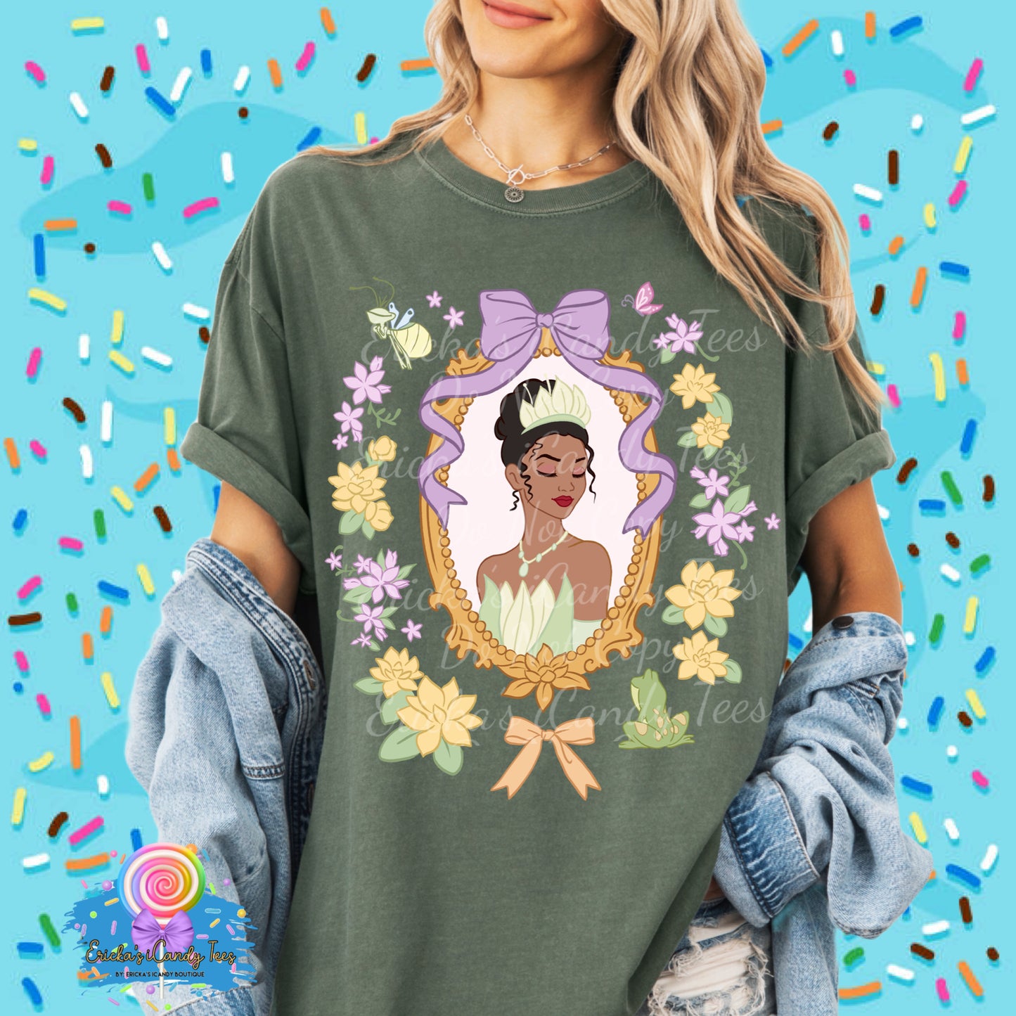 Frog Princess Floral Frame - Kids & Adult Apparel