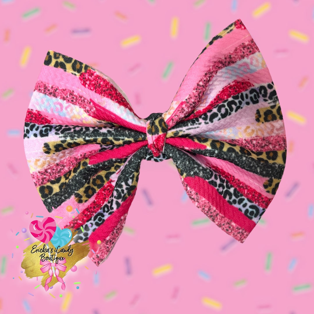 Pink Animal Print - 5in Bullet Fabric Bow