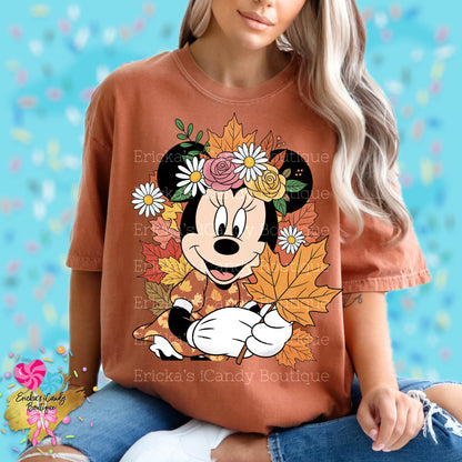 Fall Leaves Mouse Girl - Kids & Adult Apparel