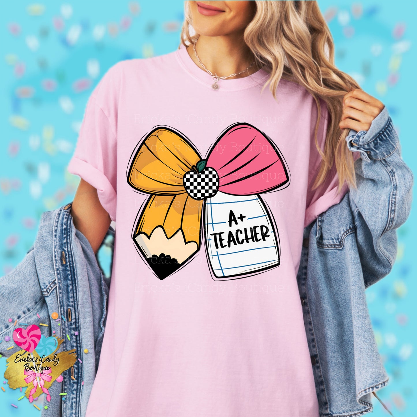 Pencil Bow A+ Teacher - Kids & Adult Apparel