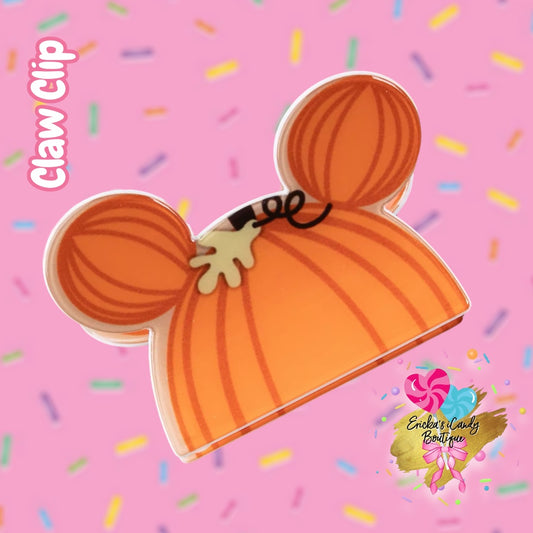 Fall Pumpkin Mouse- 3in Acrylic Claw Clip