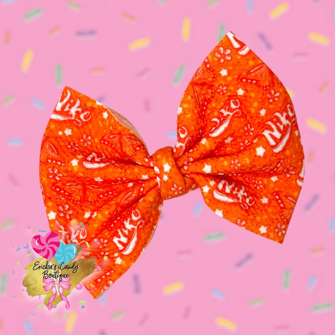 Swoosh Orange Butterflies - 5in Bullet Fabric Bow