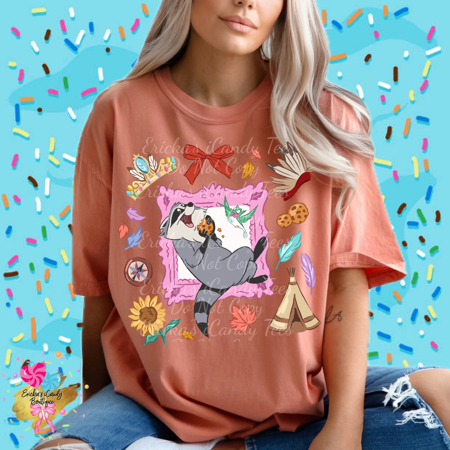 Raccoon Sidekick Floral Frame  - Kids & Adult Apparel