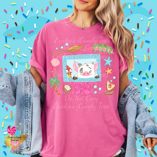 Pig Sidekick Floral Frame  - Kids & Adult Apparel