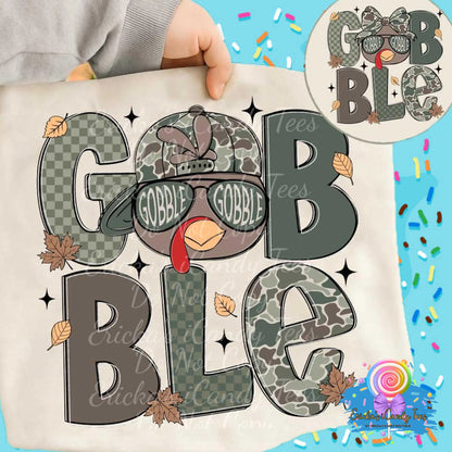 Camo Turkey Gobble ( Girl Or Boy Leave With Color) - Tees & Sweatshirts