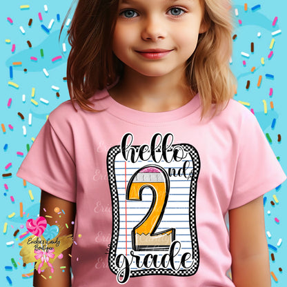 Paper Pencil Hello Grade (PreK - 6th Grade) - Kids & Adult Apparel