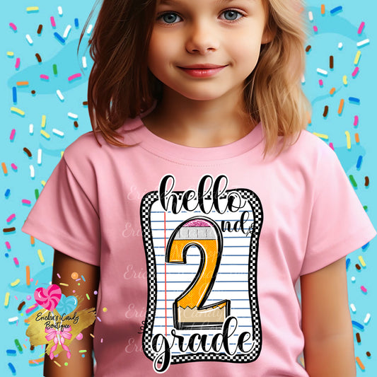 Paper Pencil Hello Grade (PreK - 6th Grade) - Kids & Adult Apparel