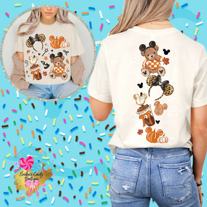 Fall Pumpkin Bear Spine- Front & Back Apparel