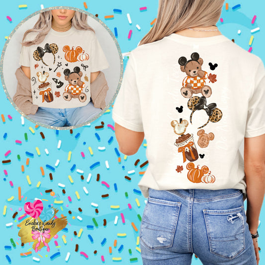 Fall Pumpkin Bear Spine- Front & Back Apparel