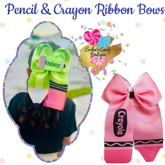 Pencil & Crayon Ribbon Bows