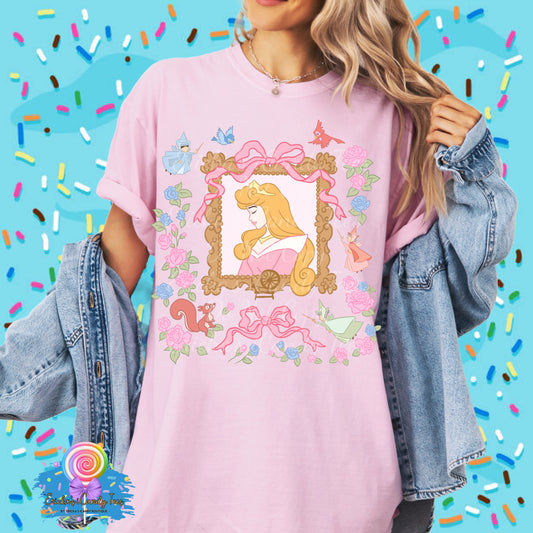 Sleeping Princess Floral Frame - Kids & Adult Apparel