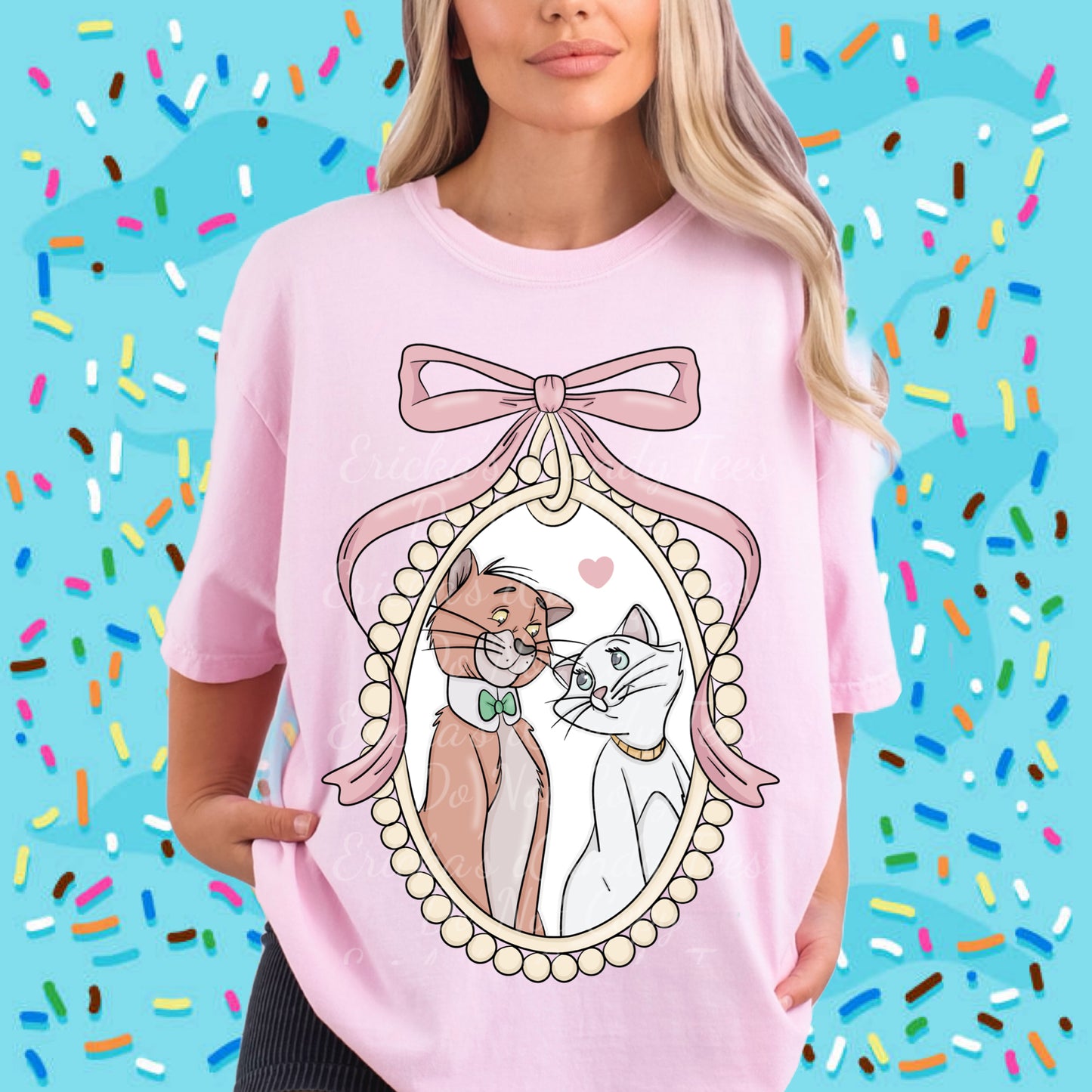 Cat Lovers Coquette Frame LL HandDrawn- Apparel