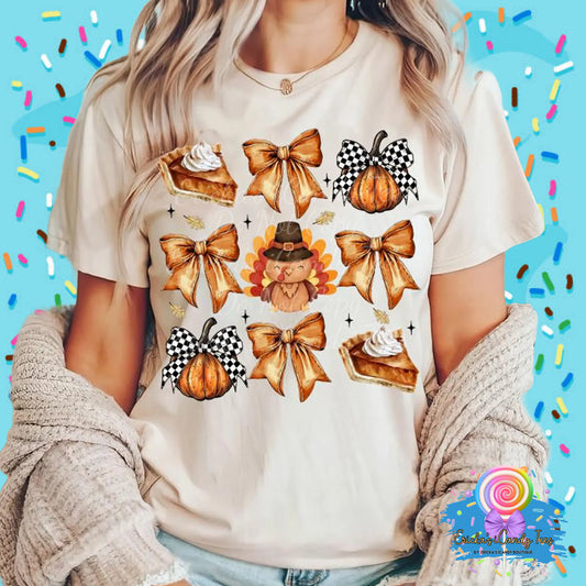 Turkey, Pumpkin Pie & Bows - Tees & Sweatshirts