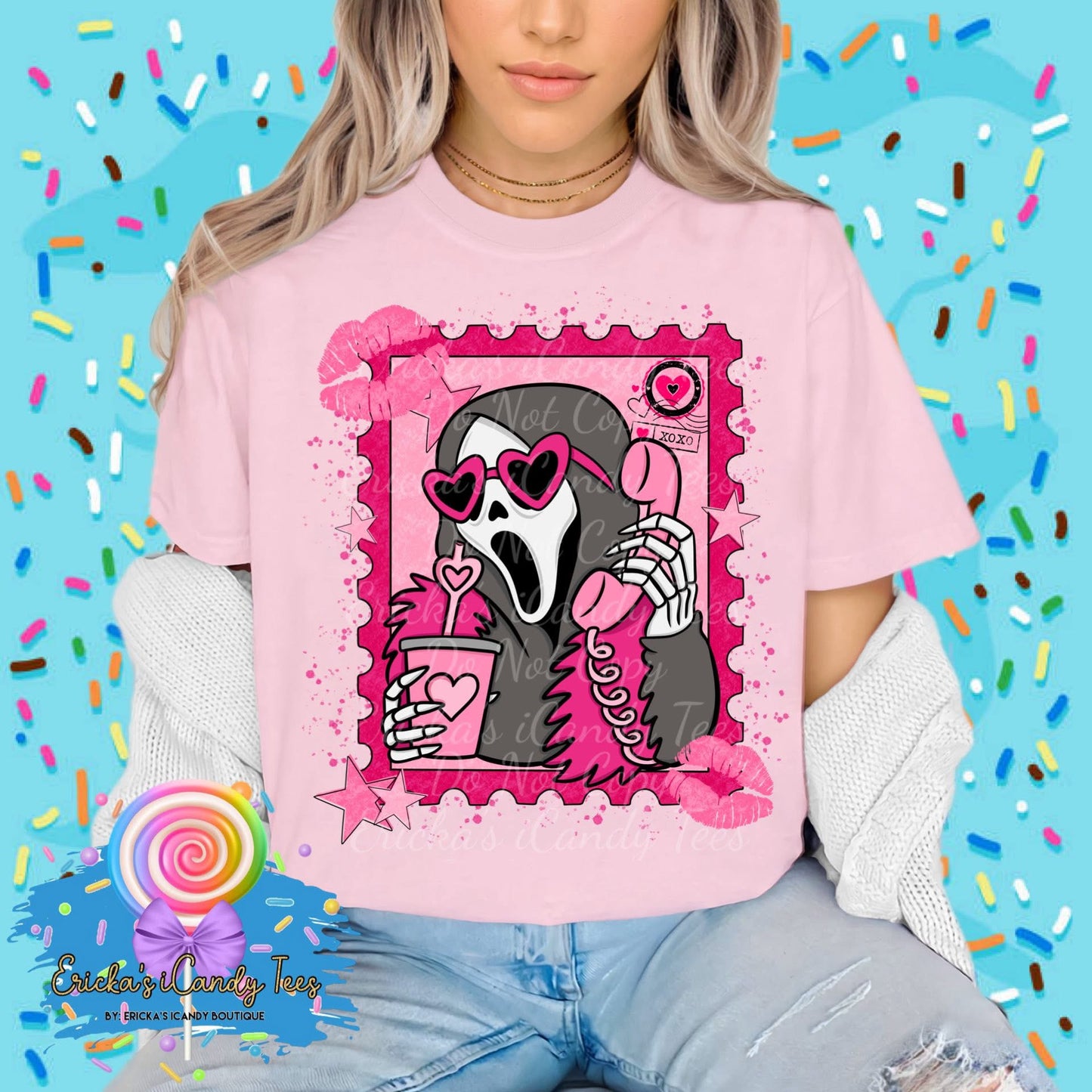Girlie Ghostface Stamps - Kids & Adult Apparel