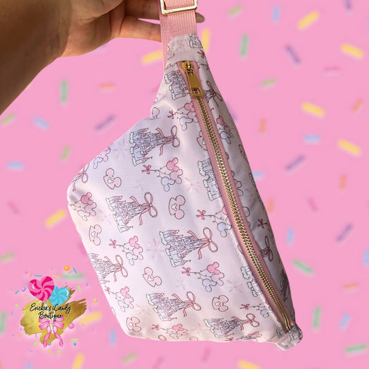 Pink Coquette Castle - Large Fanny Belt Bag