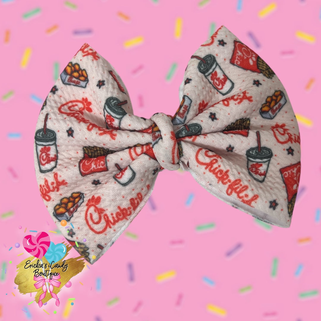 Eat Mor Chicken -5in Bullet Fabric Bow