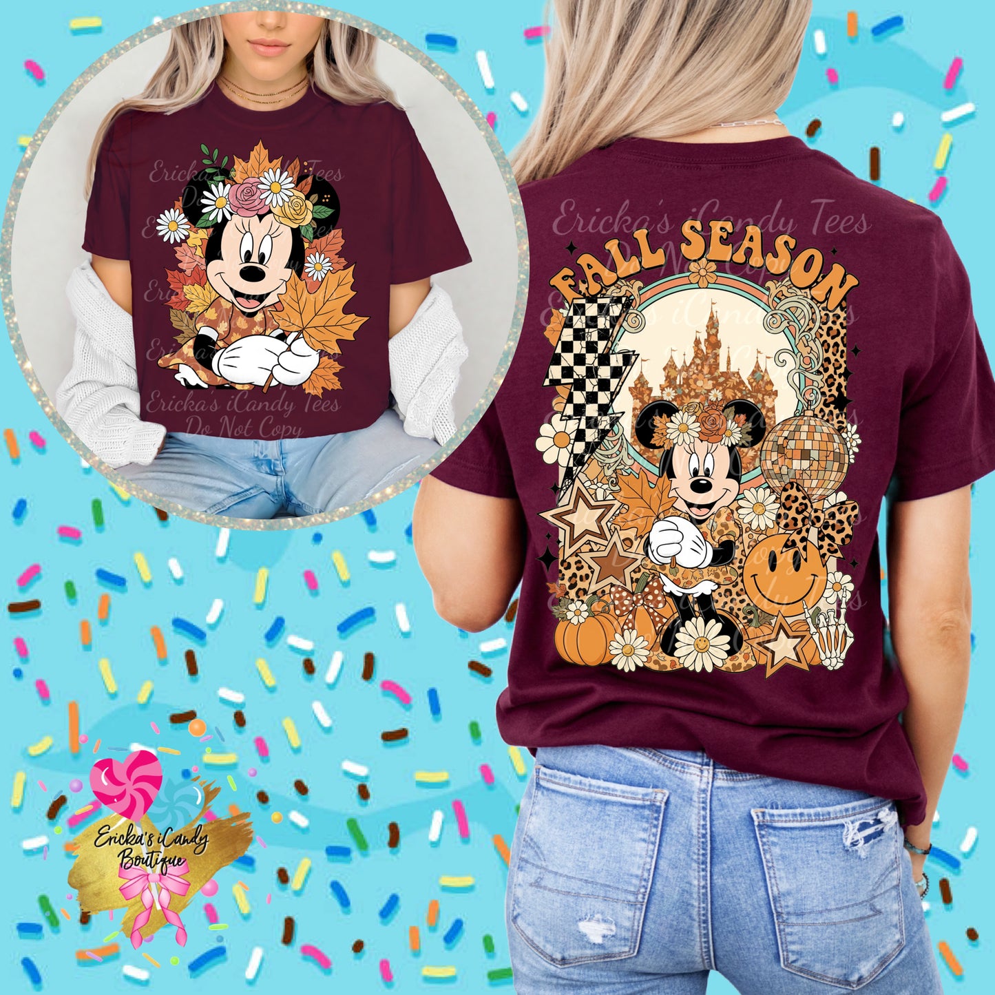 Fall Season Minnie - Front & Back Apparel