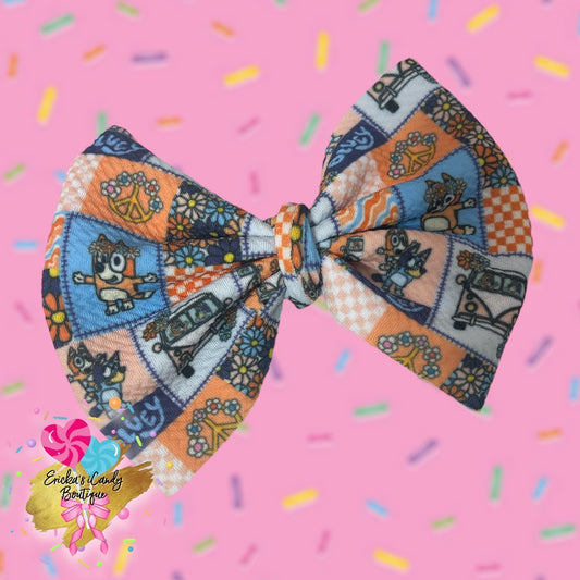 Hippie Bluey -5in Bullet Fabric Bow
