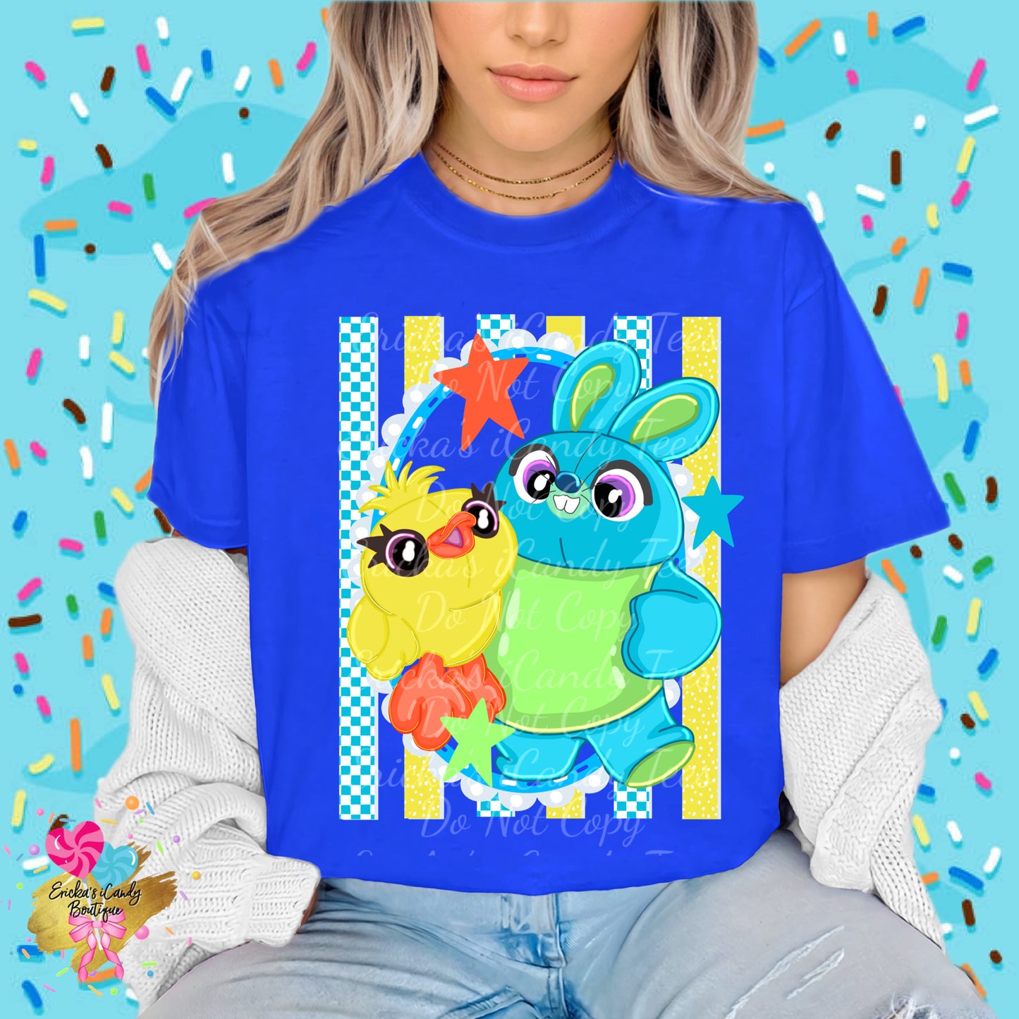 Ducky Bunny Striped Frame- Kids & Adult Apparel