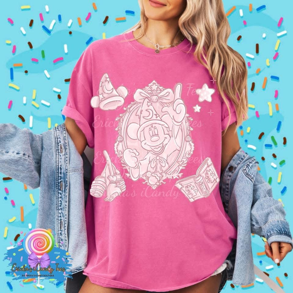 Sorcerer Mouse Solid Color Blue, Pink, Beige LL HandDrawn- Apparel