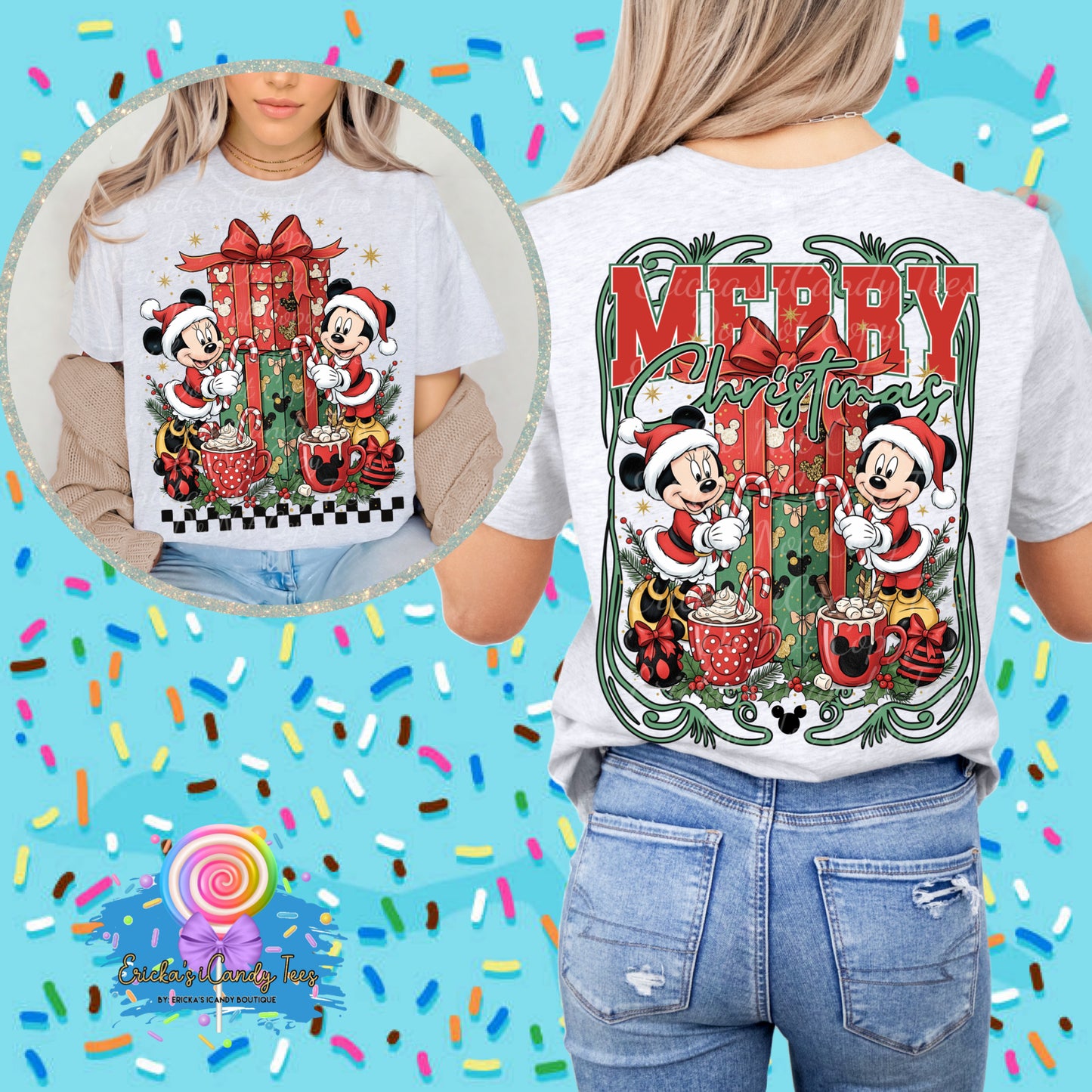 Santa Mouse - Front & Back Tees & Sweatshirts