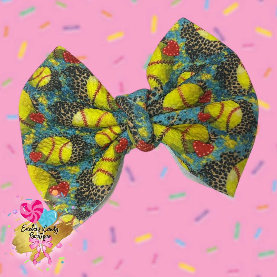 Softball -5in Bullet Fabric Bow