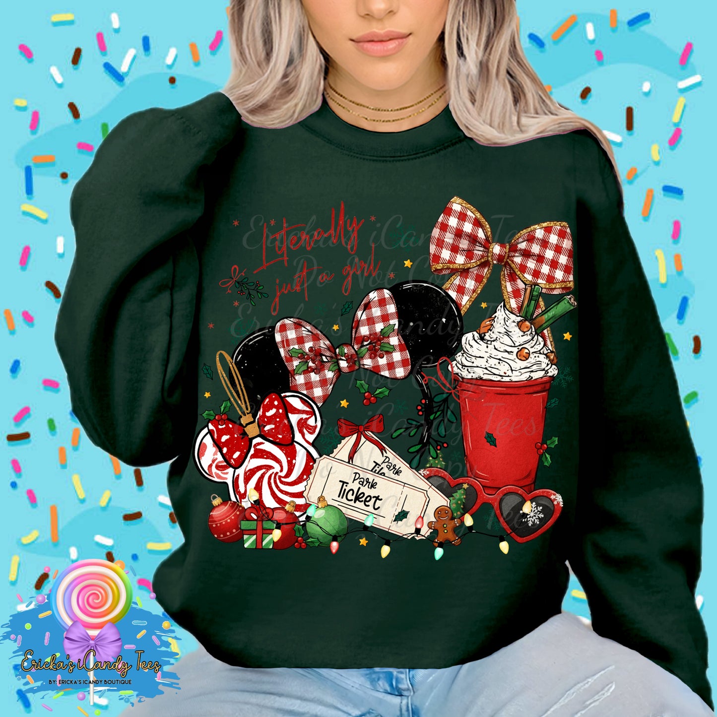 Literally Just A Christmas Girl Peppermint Plaid - Tees & Sweatshirts