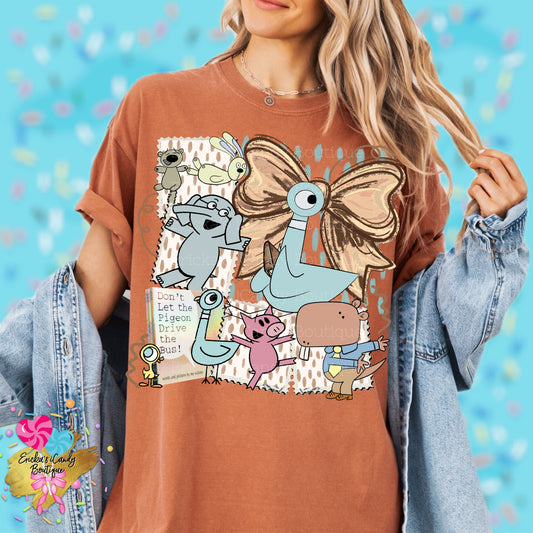 Don’t Let The Pigeon Drive The Bus Storybook (With Bow or Without Bow) - Kids & Adult Apparel