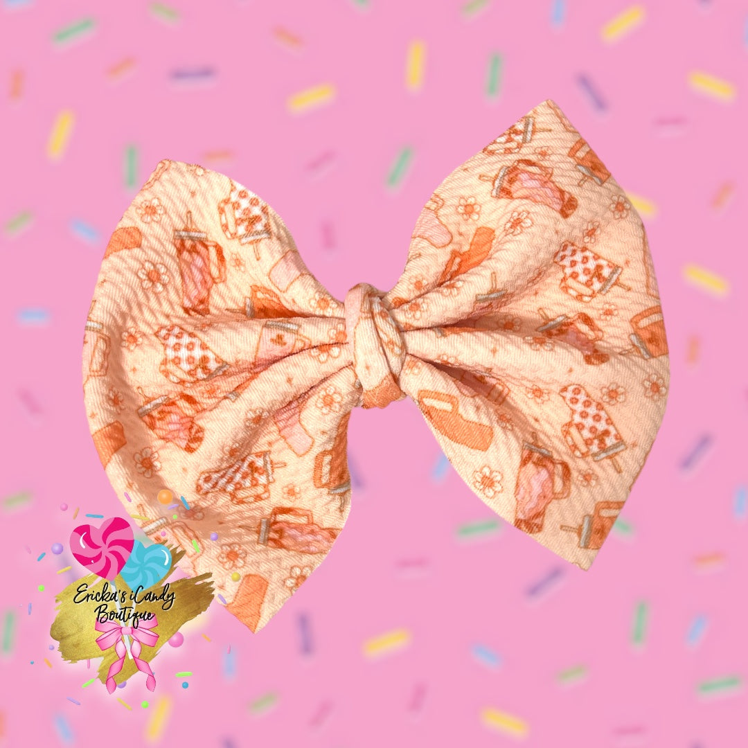 Peach Stanley - 5in Bullet Fabric Bow