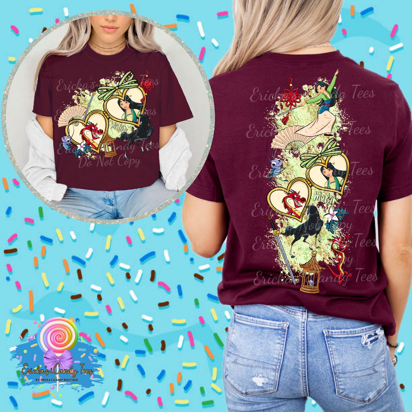 All Princess & Characters Heart Locket - Front & Back Apparel