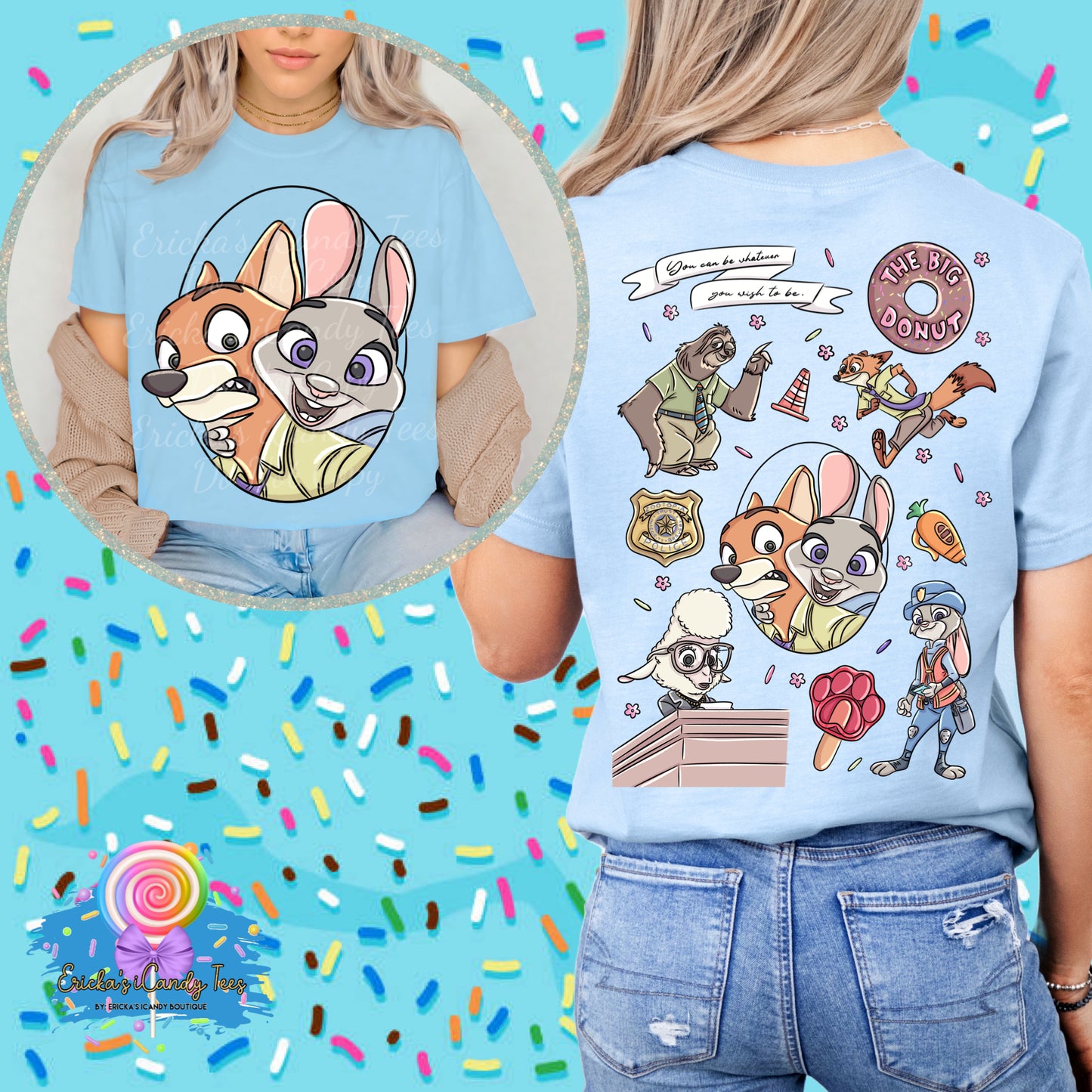 Zootopia Ears Hat Handdrawn - Front & Back Tees & Sweatshirts