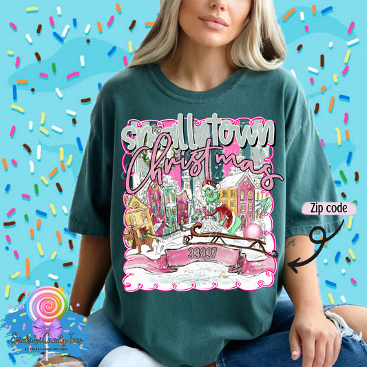 Small Town Christmas Custom with zip code (optional)- Tees & Sweatshirts