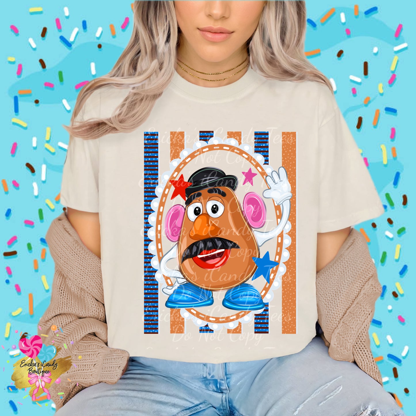 Mr. & Mrs. Potatoe Striped Frame- Kids & Adult Apparel