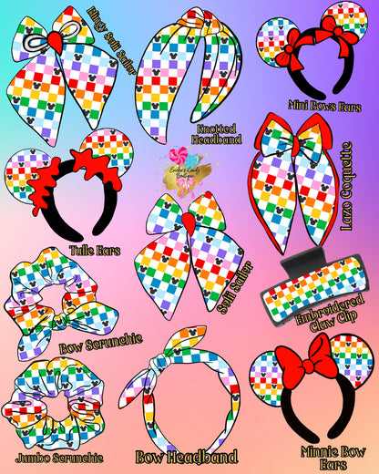 Rainbow Checkered Mouse - Hair Candy Accessories Preorder