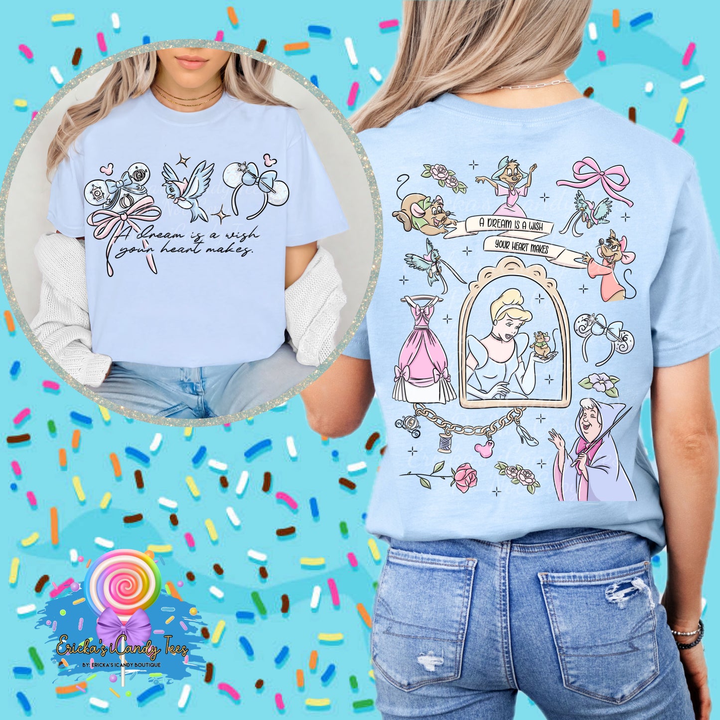 Cinderella Hand Drawn - Front & Back Tees & Sweatshirts