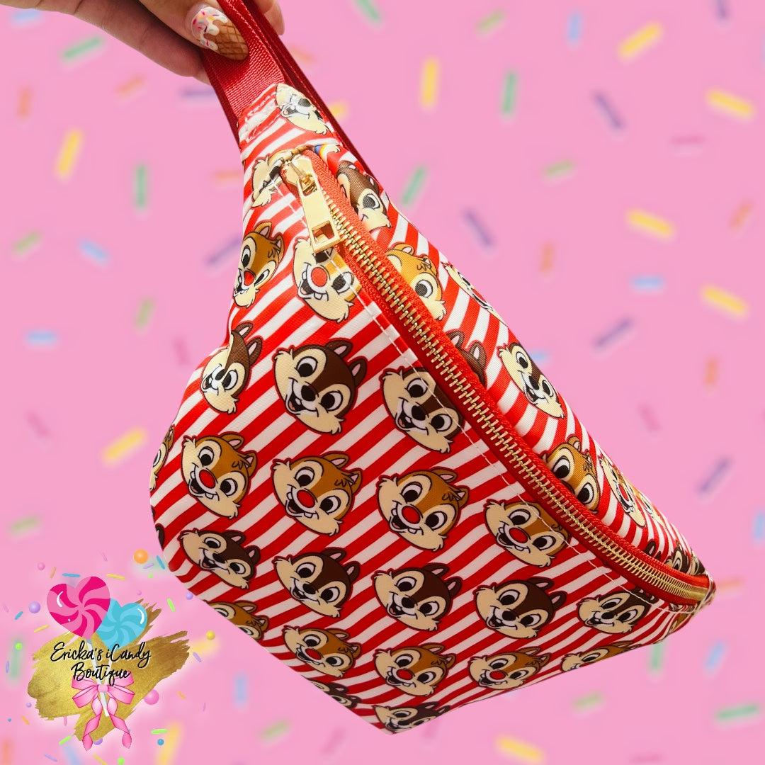 Chipmunk Bro Red Stripes - Large Fanny Belt Bag