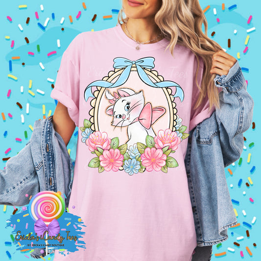 Cat Coquette Floral Frame - Kids & Adult Apparel