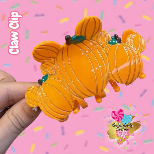 Triple Mouse Pumpkins - 3.5 in Acrylic Claw Clip