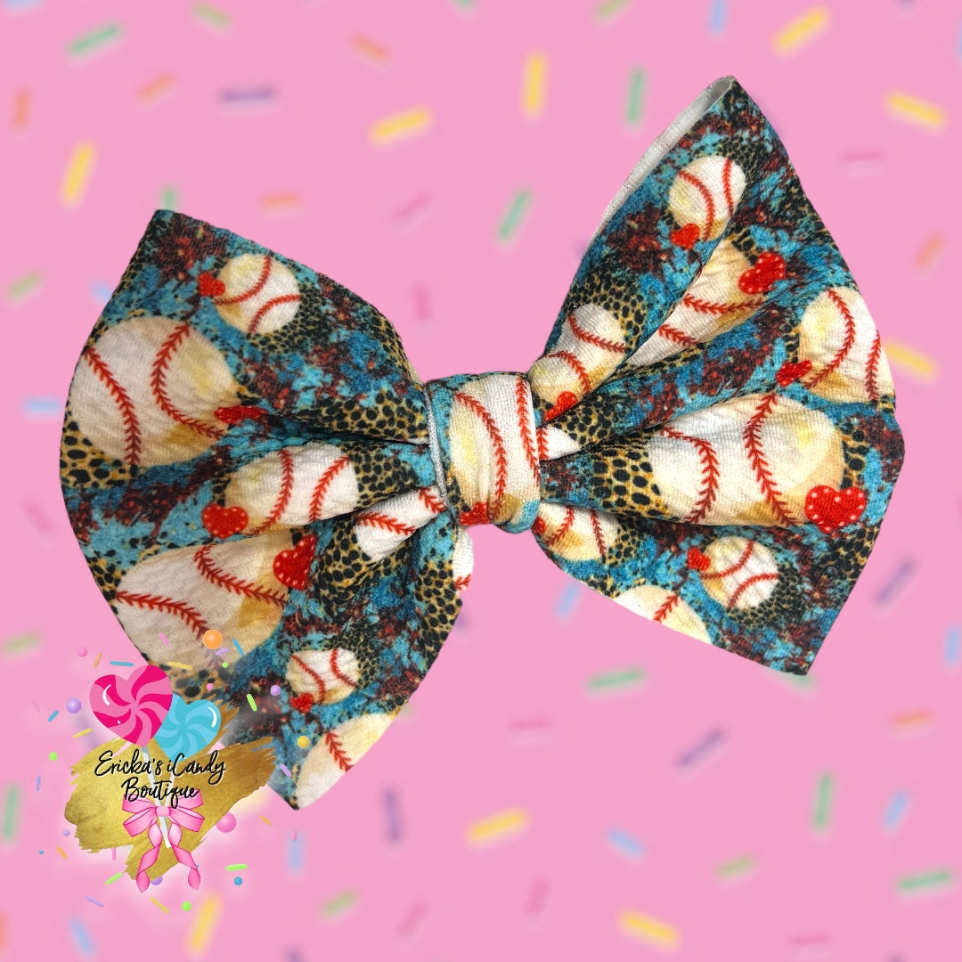 Love Baseball - 5in Bullet Fabric Bow