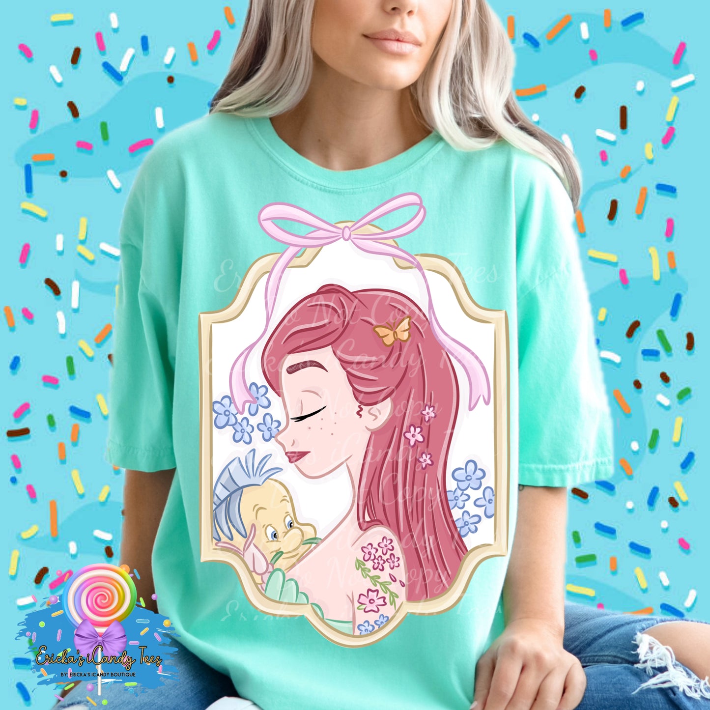 Mermaid Floral Coquette Frame LL Handdrawn - Kids & Adult Apparel