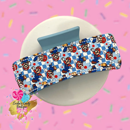 Checkered Super Bros - 4in Embroidered Claw Clip