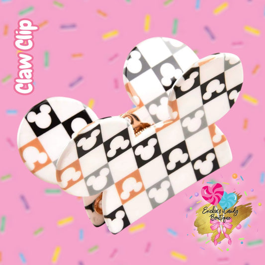 Nude Checkered Mouse - 3.5in Acrylic Claw Clip