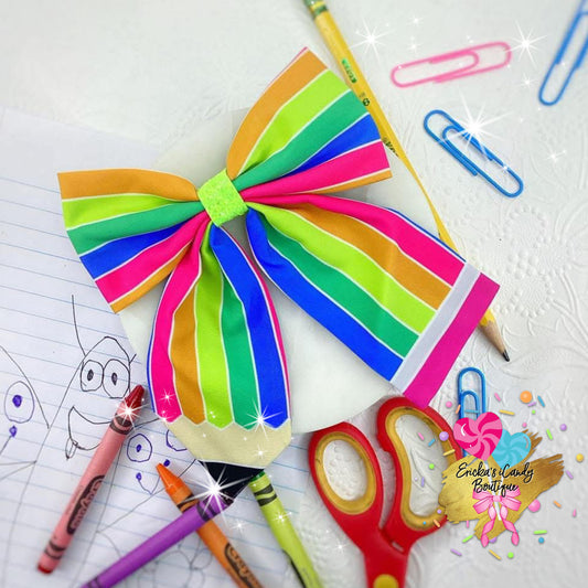 Rainbow Pencil 4.5in Sailor Bow