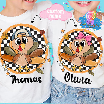 Personalized Turkeys (leave name, girl or boy with color)- Tees & Sweatshirts