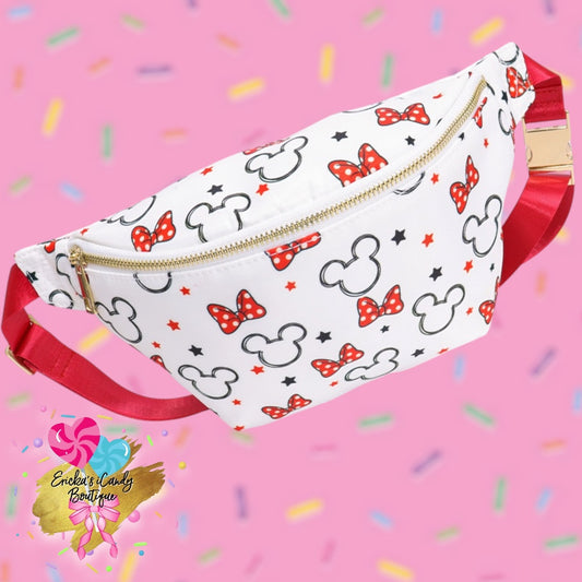 Red Polka Dot Bow - Large Fanny Belt Bag